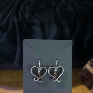 Vintage Premier Designs Elegant Silver Heart Earrings with Red Accents